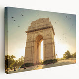 A large canvas print of an Indian landscape in vibrant earth tones, suitable for kitchen wall art.