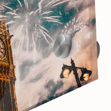 Large abstract depiction of London on acrylic glass in muted earth tones, ideal for dining room art.
