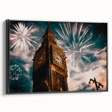 Black and white wall art featuring the London skyline on framed canvas, ideal for bedroom landscape decor.