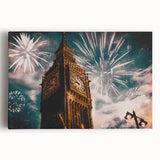 Black and white large art print of London skyline on stretched canvas, ideal for kitchen wall art or bedroom decor.