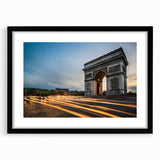 Extra large abstract art print of colorful Paris scenery in a black frame, ideal for living room decor.