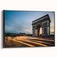 Black and white vintage poster art of Paris landscape on framed canvas, suitable for bedroom decor.