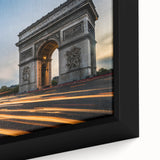 Extra large black wall art depicting a textured Paris scenery in vibrant colors on framed canvas.