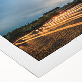 Art deco poster of Paris skyline in muted gray and blue tones on rolled canvas, suitable for dining room wall art.