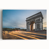Black and white stretched canvas of Paris skyline, featuring Eiffel Tower, ideal for kitchen wall art.