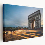 Parisian street scene on stretched canvas with muted earth tones, suitable as large kitchen wall art.