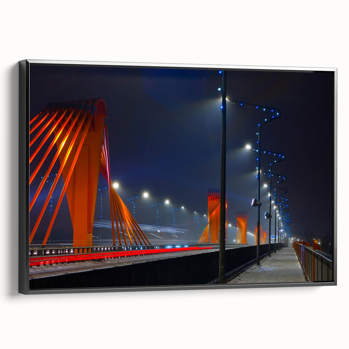 Black and white framed canvas of a vintage European landscape, ideal for bedroom wall art.