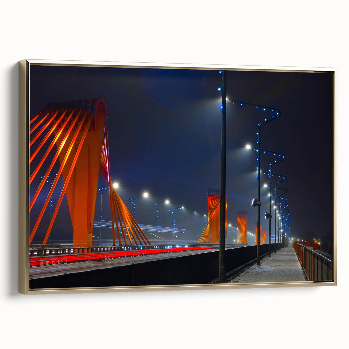 Framed canvas depicting a vintage-style landscape of Latvia, in muted gold and black tones, ideal for bedroom wall decor.