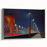 Framed canvas depicting a vintage-style European landscape in Latvia, with colorful art on a black background.