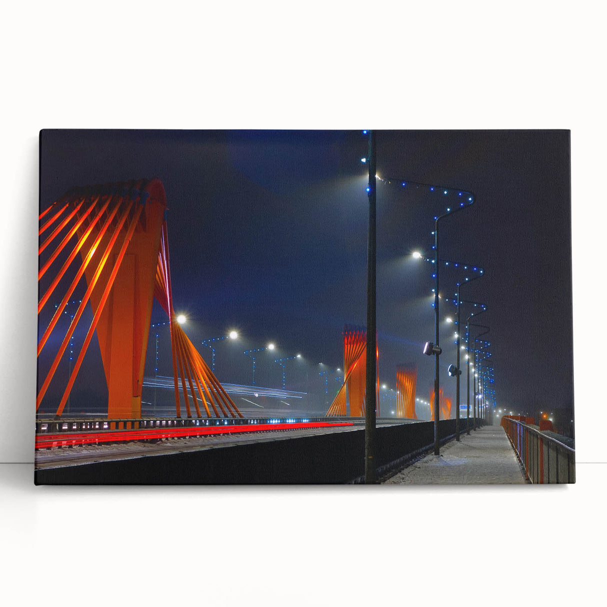 Large black and white photo of a European street on stretched canvas, suitable for kitchen wall art.
