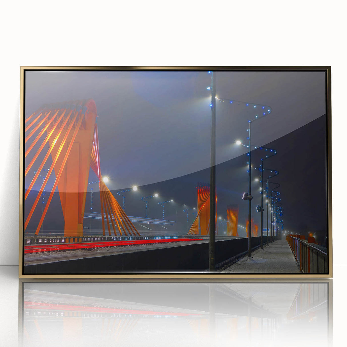 Mid-century modernist art of a European scenery in Latvia, depicted in muted earth tones on a framed acrylic print.