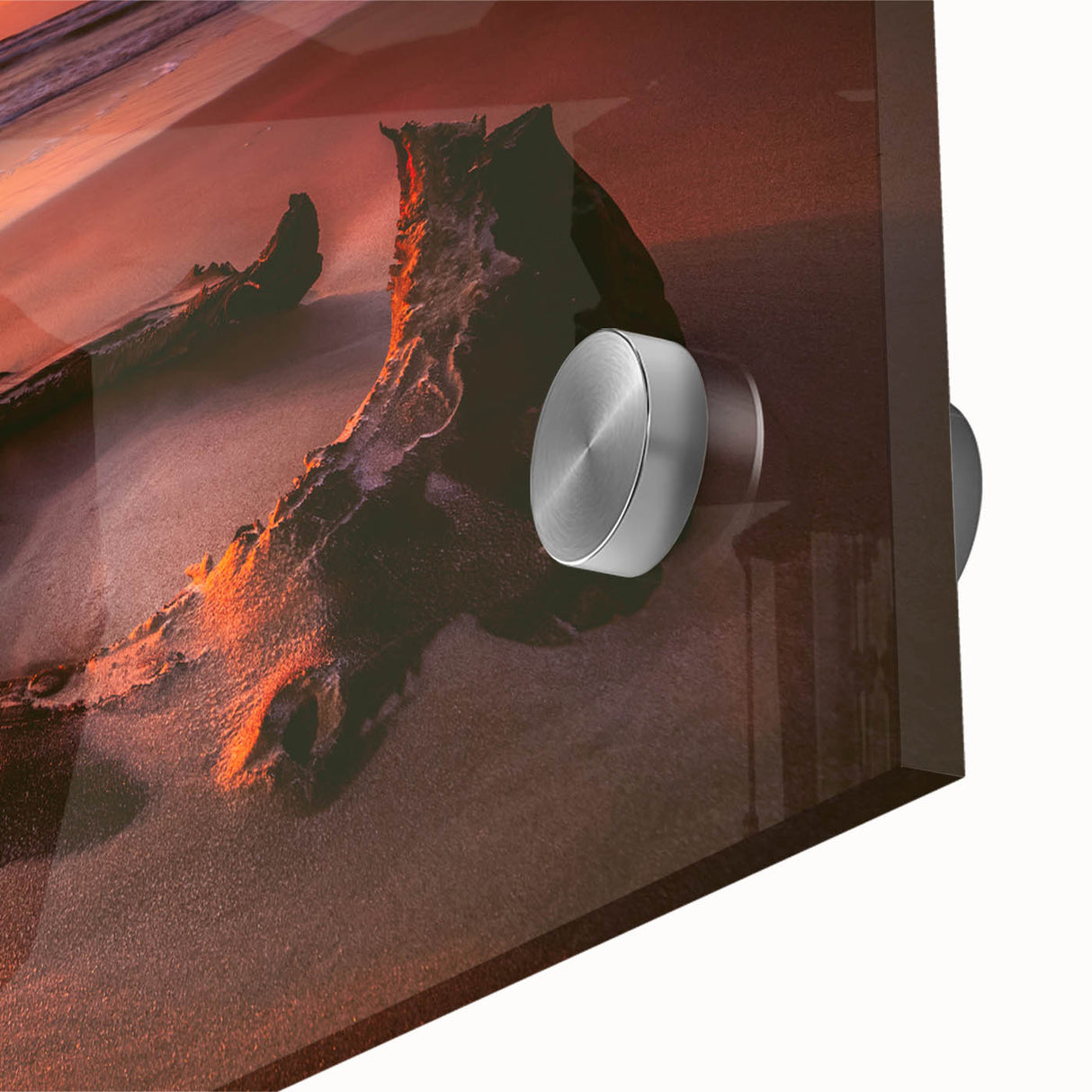 Large abstract wall art of a European Lithuanian scenery in muted earth tones on acrylic glass.