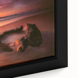 Extra large framed canvas of a textured, colorful European scenery in black, ideal for living room decor.