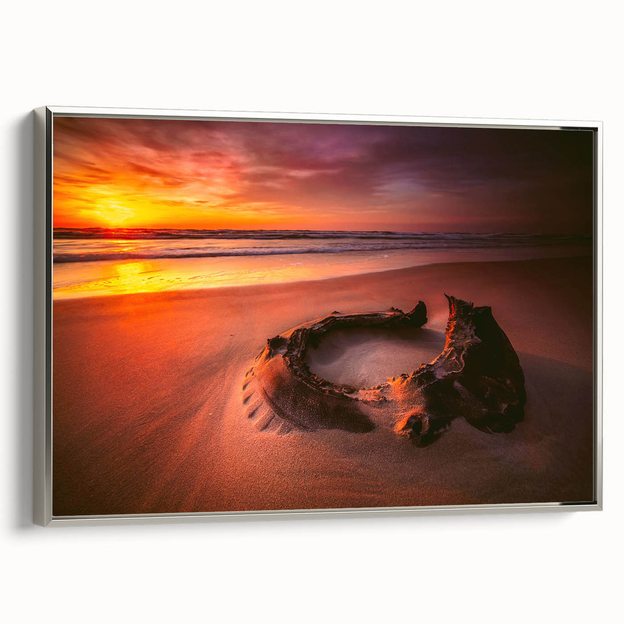 Landscape art painting of a European scenery on framed canvas, featuring muted earth tones with vintage poster style.