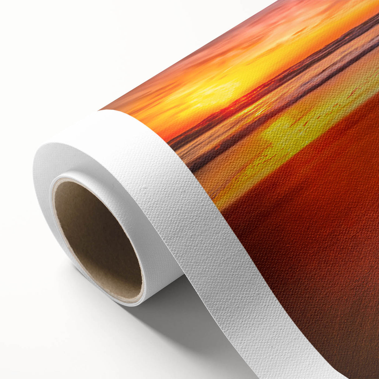 Art deco poster of a European landscape in pastel shades on rolled canvas, ideal for nursery wall art.