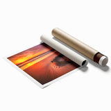 Extra large rolled print of a serene Lithuanian landscape with soft floral elements.