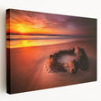 Lithuanian landscape on large stretched canvas, featuring muted earth tones, ideal for kitchen wall art.