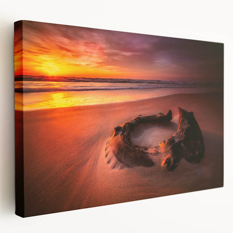 Lithuanian landscape on large stretched canvas, featuring muted earth tones, ideal for kitchen wall art.