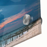 Large abstract wall art depicting Yucatan scenery in muted earth tones on acrylic glass, suitable for dining room ambiance.