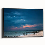 Black and white framed canvas of a Yucatan landscape, ideal for bedroom wall art with a vintage poster style.