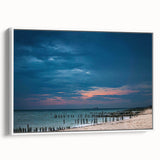 Vintage poster art of Yucatan, Mexico on framed canvas, featuring vibrant colors on a black background.
