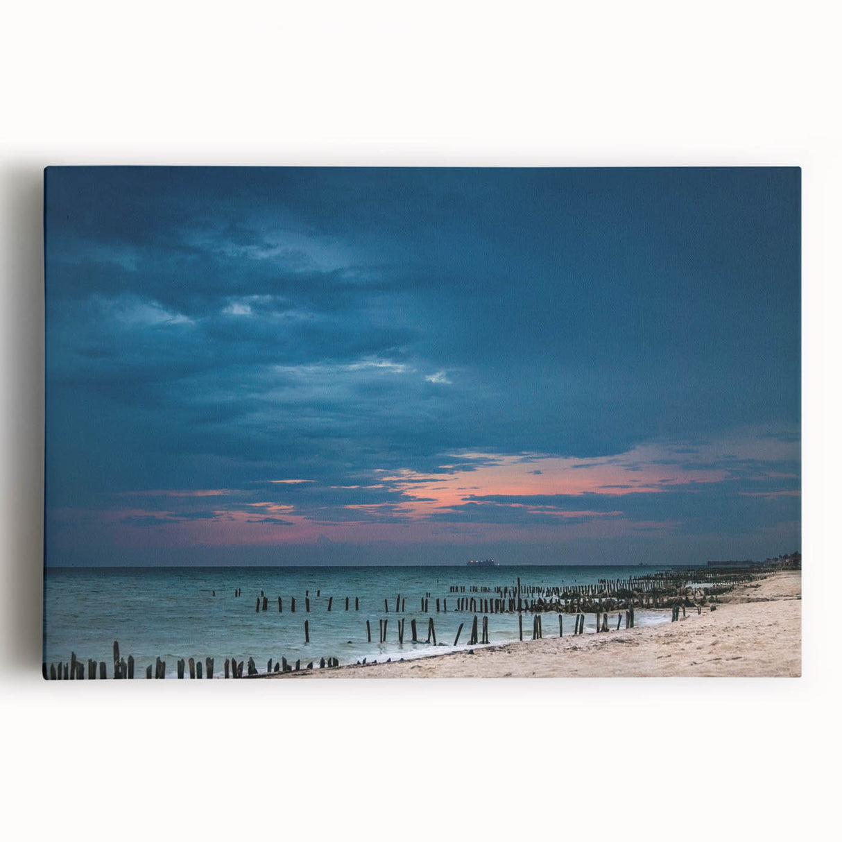 Large black and white canvas print of Yucatan scenery, ideal for kitchen wall art.