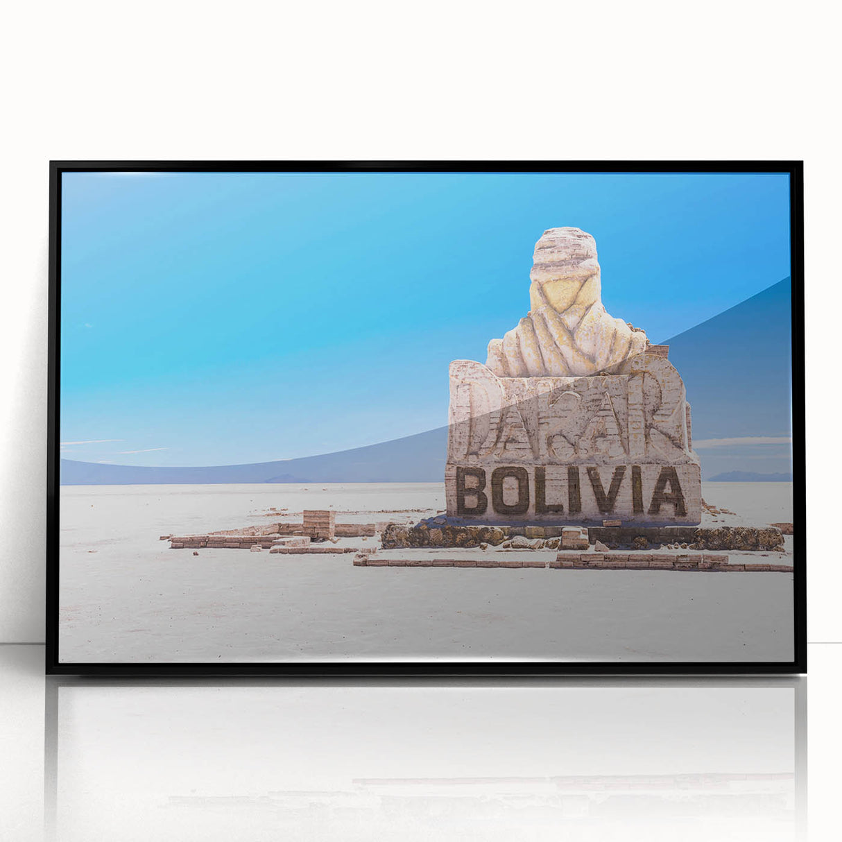 Large abstract wall art depicting a Bolivian landscape in muted earth tones on a framed acrylic.