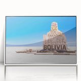 Framed acrylic print of a Bolivian landscape in muted earth tones, ideal for modern art wall decor.