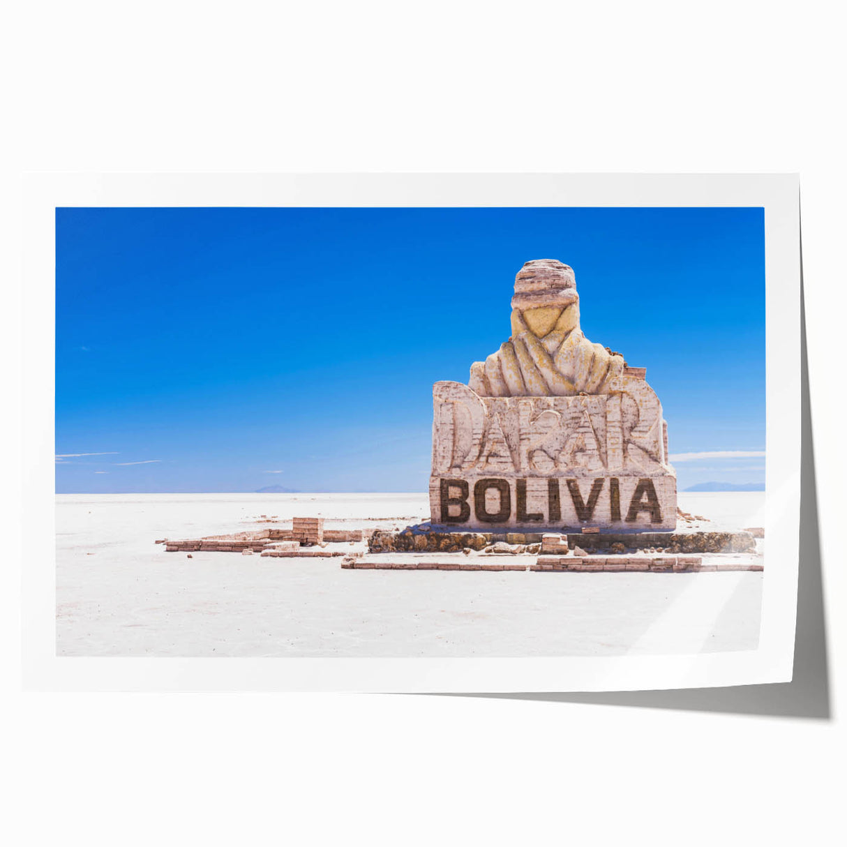 Extra large wall art featuring a scenic view of Bolivia with vibrant green and blue tones, printed on rolled canvas.