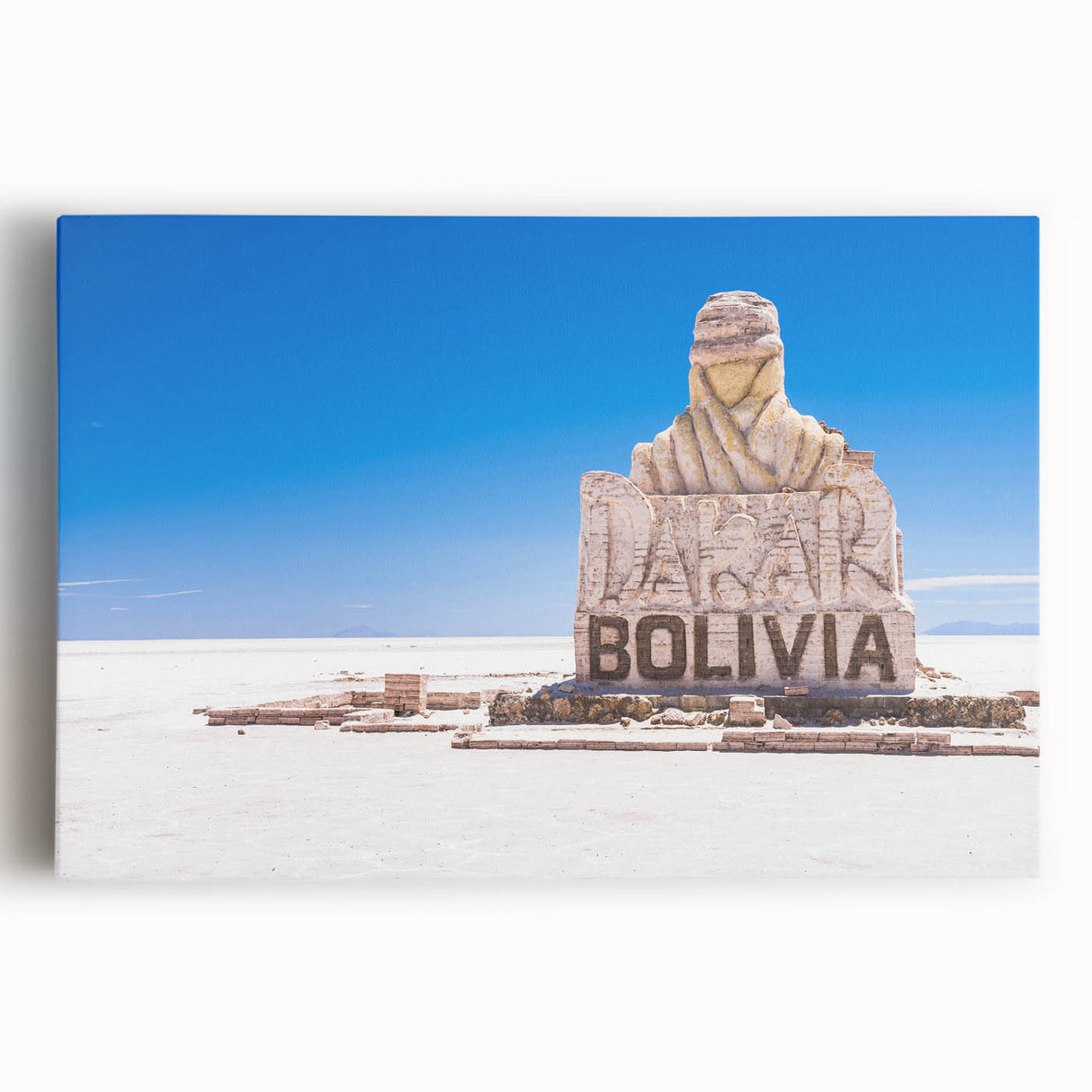 Black and white photograph of Bolivian landscape on stretched canvas, suitable for kitchen wall art.