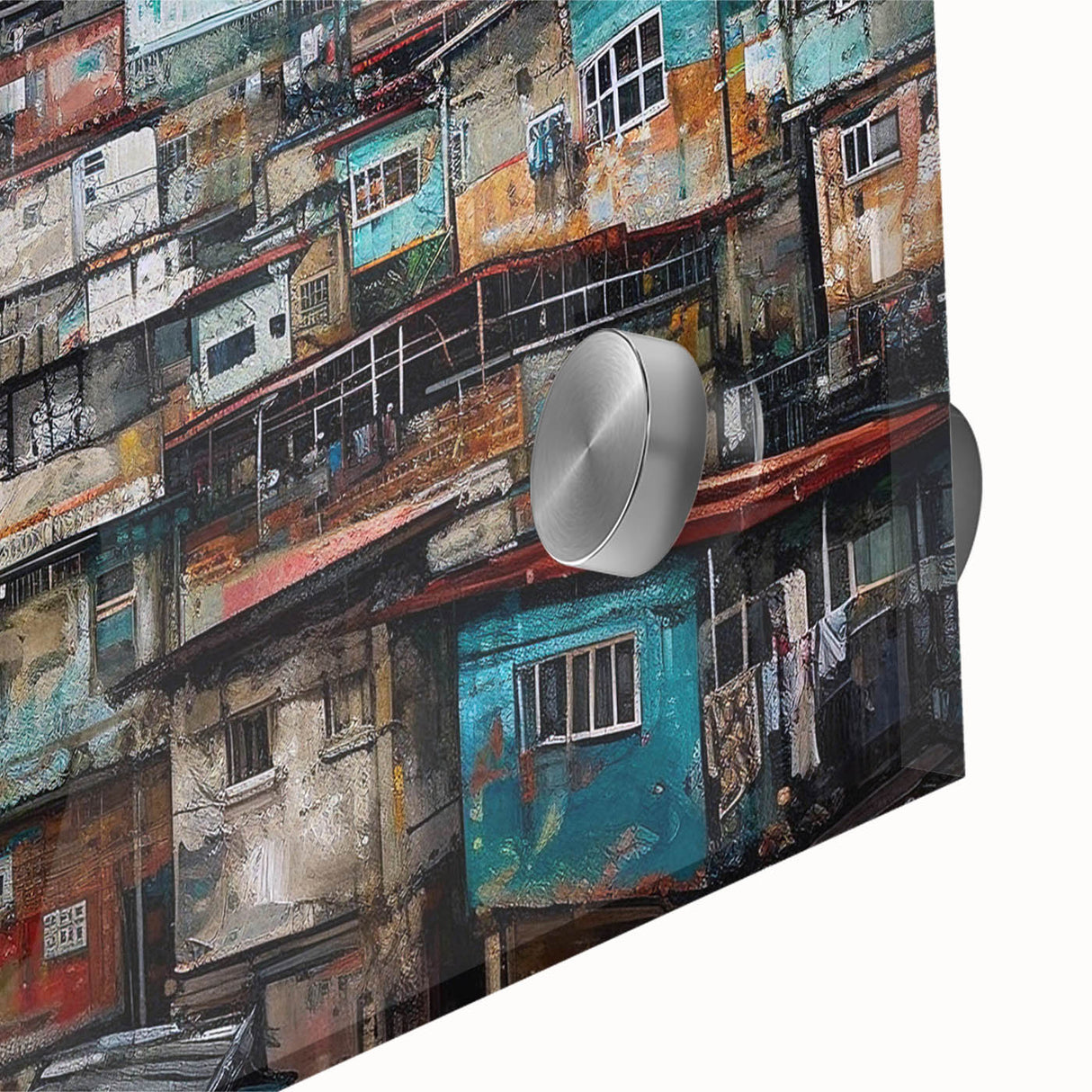 Large abstract wall art print of a Brazilian landscape in muted earth tones on acrylic glass, suitable for dining room décor.