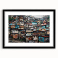 Extra large abstract art print depicting vibrant, colorful Brazilian scenery on a textured canvas, framed in black.