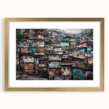 Extra large abstract art print of a textured Brazilian landscape in a gold frame, ideal for living room decor.