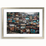 Textured abstract art print of a Brazilian landscape in muted earth tones, framed in silver, ideal for bedroom decor.