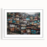 Abstract art print of a Brazilian landscape in muted earth tones on a framed white mat, ideal for dining room decor.