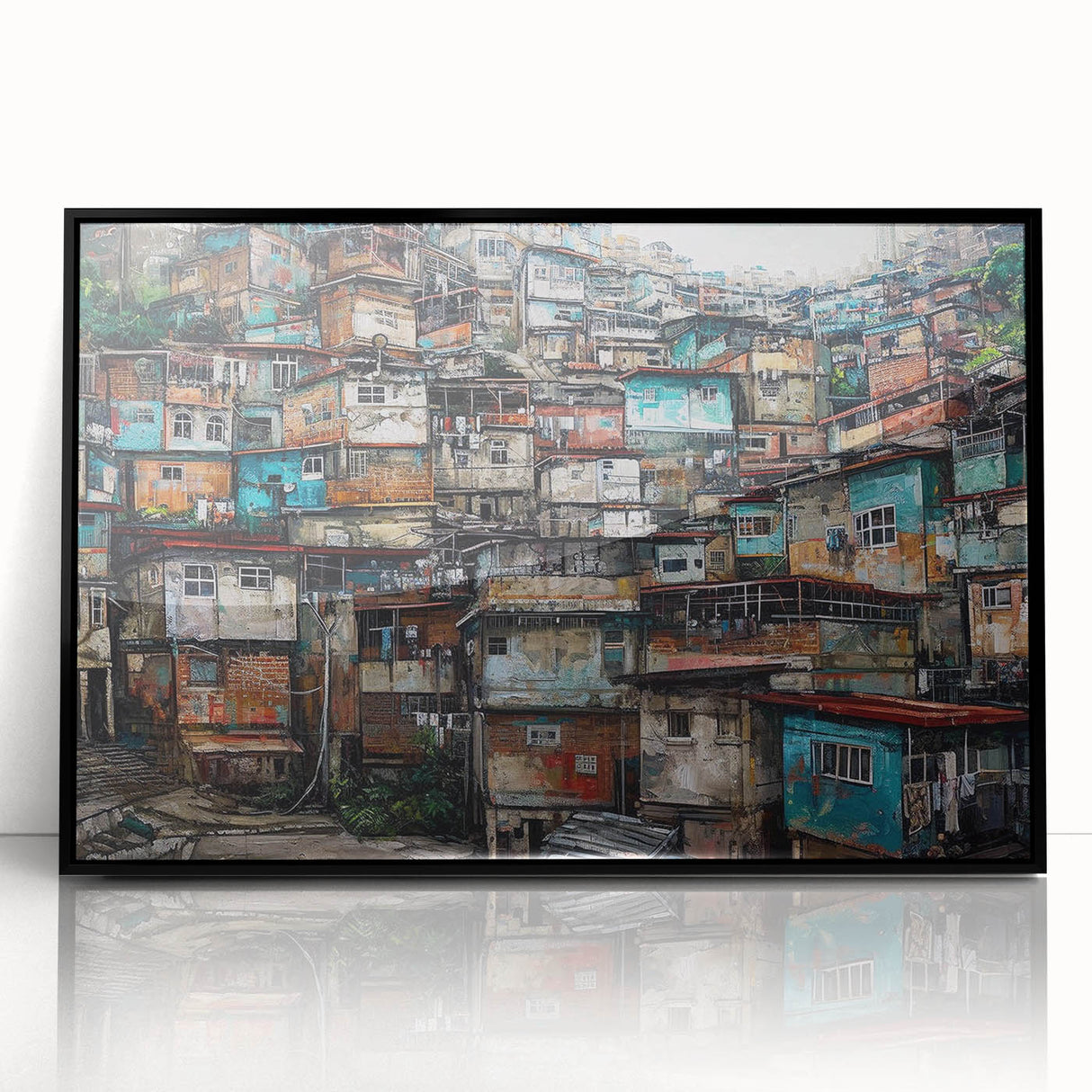Large abstract wall art depicting a stylized Brazilian landscape in muted earth tones on a framed acrylic.