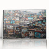 Art Deco poster of a Brazilian landscape in muted earth tones on a white framed acrylic, ideal for modern art wall decor.