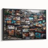 Black and white framed canvas featuring a vintage-style landscape of a Brazilian scene, ideal for bedroom wall decor.