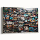 Landscape art painting of a Brazilian scenery on framed canvas, featuring vibrant colors and vintage poster style.