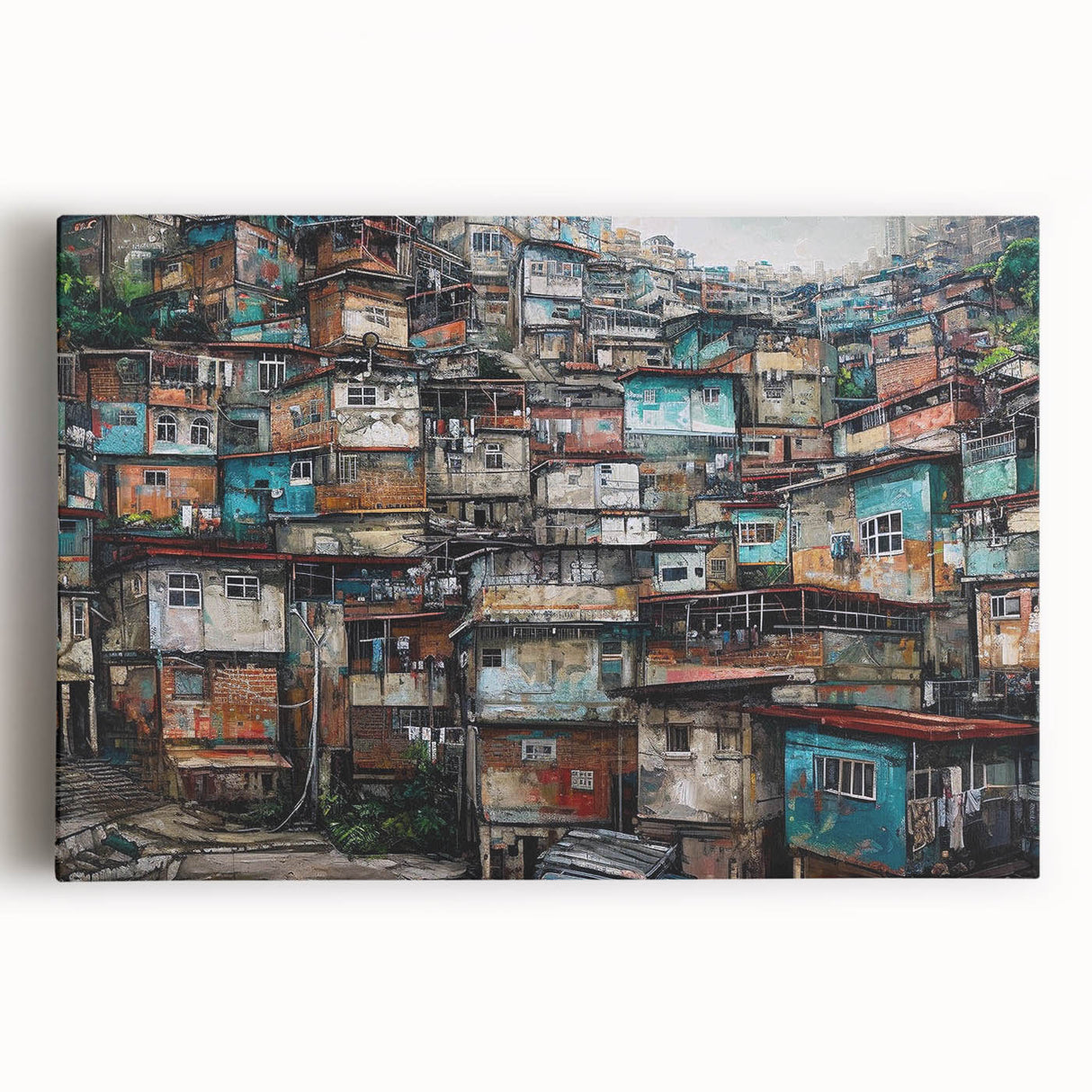 Black and white stretched canvas featuring a panoramic view of a Brazilian landscape, suitable as large kitchen art.
