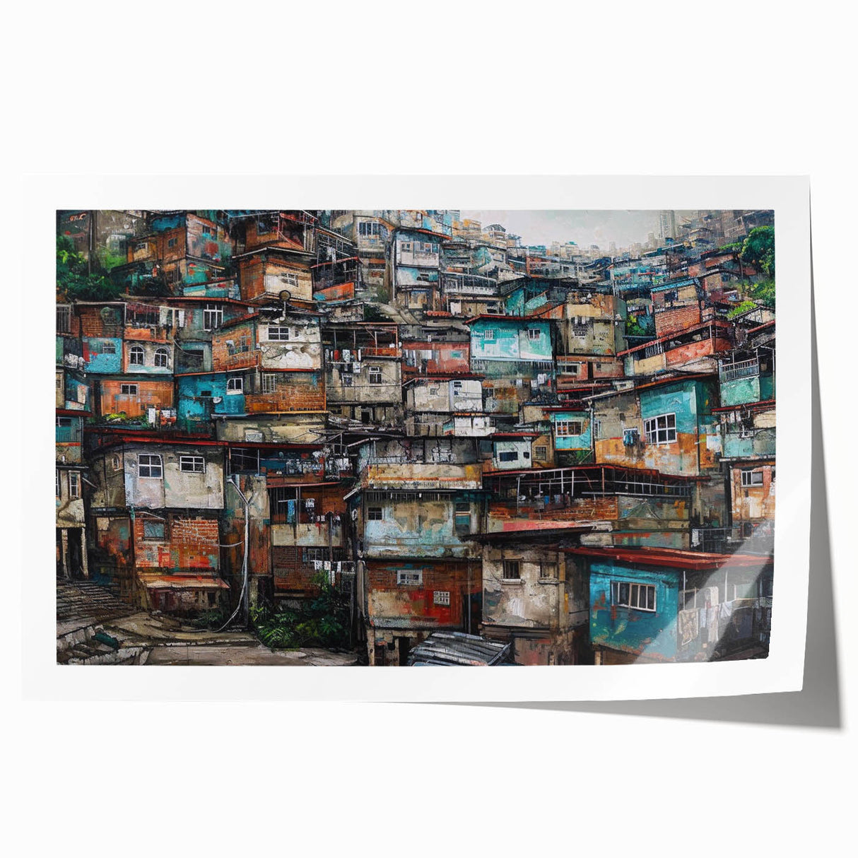 Extra large rolled print of a Brazilian landscape, featuring vibrant green foliage and soft blue skies.