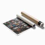 Extra large rolled print of a floral scene in vibrant greens and blues, suitable for large living room or bathroom decor.