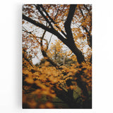 Large black and white abstract depiction of autumn trees on stretched canvas, suited for kitchen wall art.