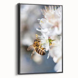 Black and white vintage poster art of a spring landscape on framed canvas, ideal for bedroom wall decor.