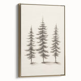 Winter landscape painting on framed canvas with muted blue and white tones, ideal for bedroom wall art.