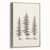 Winter landscape art painting on framed canvas, featuring muted blue and gray tones, ideal for living room decor.