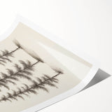 Extra large wall art featuring line art flowers in muted gray tones on rolled print, suited for large living room decor.