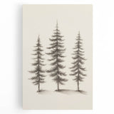 Winter-themed black and white stretched canvas featuring a minimalist tree design, ideal for kitchen wall art.