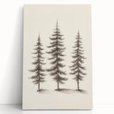 Winter-themed black and white stretched canvas depicting a snowy landscape, ideal for kitchen wall art or bedroom ambiance.