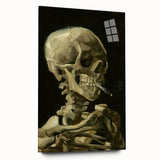 Large abstract wall art on acrylic showcasing swirling shades of blue and yellow, suitable for bedroom or dining room decor.